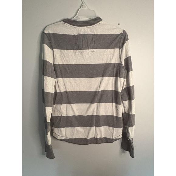 Y2K Abercrombie LS striped Gray Shirt Size Medium 100% Cotton - Picture 6 of 7